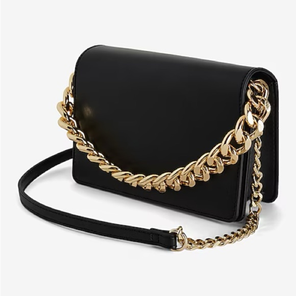 Black & Gold Express Chain Strap Crossbody/Clutch Bag